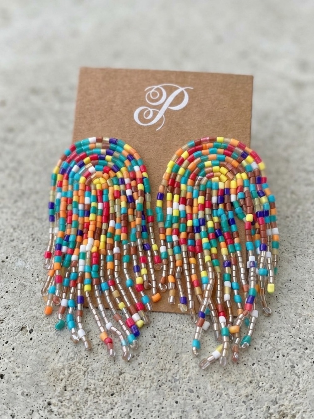 New Plunder Colorful Multicolor Beaded Fringe Earrings